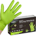 TitanFlex Heavy Duty Industrial Nitrile Gloves with Raised Diamond Texture, 8-mil, Latex Free (Green/Dark Green/Yellow)