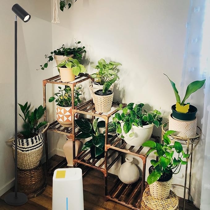 HMVPL Grow Lights Stand for Indoor Plants Full Spectrum Tall Plant Light for Indoor Growing with 20W COB Plant Light Bulb,4/8/12H Timer, Led Growth Floor Lamp for Large Plant Seedling(6 Level Height)