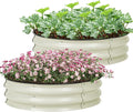 Aoodor 2 Pack 9" Tall 30" Metal Raised Garden Bed, Outdoor Planter Box and Raised Garden Kit for Vegetables, Flowers, Arugula and Herbs, Beige