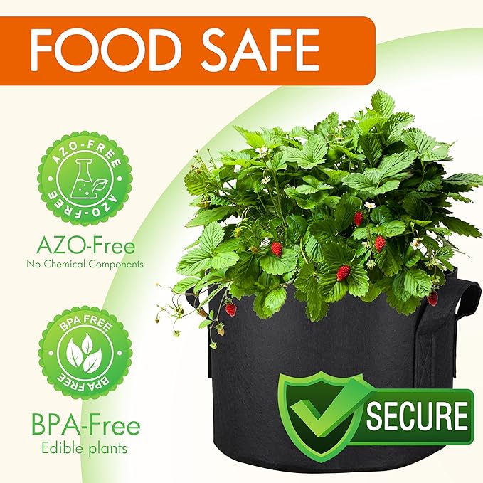 Gardzen 6 Pack 30 Gallon Grow Bags & 5 Pack 40 Cell Seed Starter Tray Kit, Thickened Aeration Fabric Pots with Handles, BPA Free Reusable Seedling Trays with Humidity Vented Domes for Indoor Outdoor