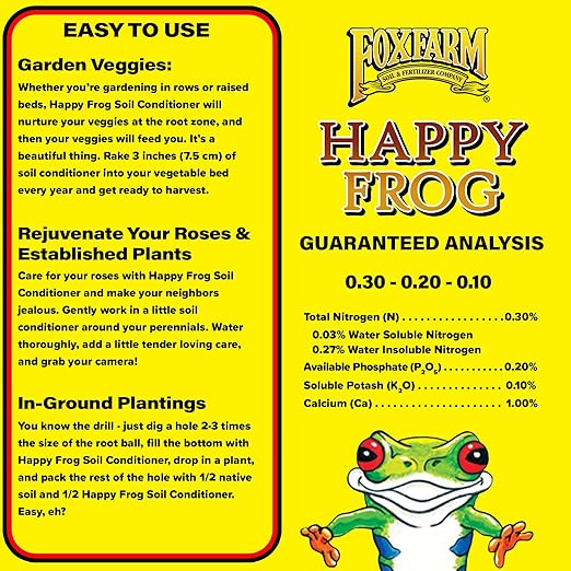 FoxFarm Happy Frog Soil Conditioner, 1.5cu ft - Contains Mycorrhizae and Humic Acids - Increases Root Efficiency and Micronutrient Uptake, Use on All New Plantings