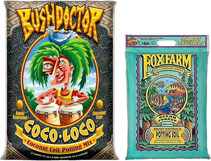 FoxFarm Bush Doctor Coco Loco 2cu ft Potting Mix + Ocean Forest 12qt Potting Soil Bundle - for Garden Plants and Flowers