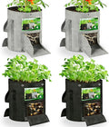 10 Gallon Grow Bags 4-Pack with Viewing Window & Harvest Flap, Heavy Duty Non-Woven Fabric Potato Grow Bags with Reinforced Handles for Vegetables, Tomatoes, Carrots, Onions
