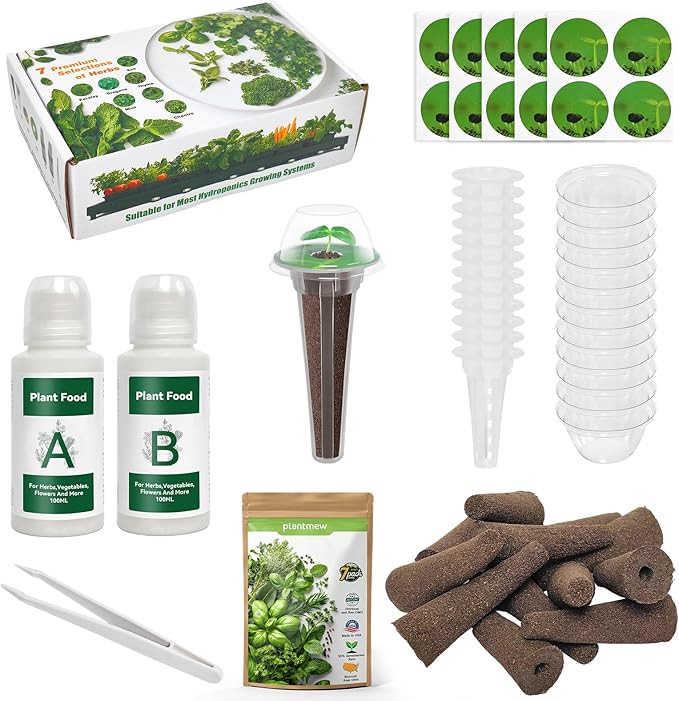 12-Pod Gourmet Herb Seed Kit Compatible with All Hydroponics- Basil, Parsley, Thyme, Mint, Cilantro, Dill, Oregano - Universal Seed Starter Pods Indoor Gardening (12-Pod)