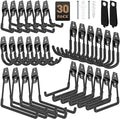 30 Pack Garage Hooks, Heavy Duty Steel Wall Mount Utility Hangers with Anti-Slip Coating for Hanging Bikes, Ladders, Power Tools, and Garden Equipment