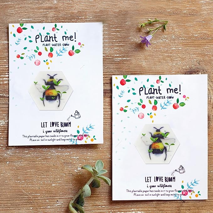 Plantable Wildflower Seed Paper Favors with Bee, Seed Packets Birthday Party Wedding Baby Shower Favors for Guests- Handmade Funeral Memorial Paper (Set of 24)
