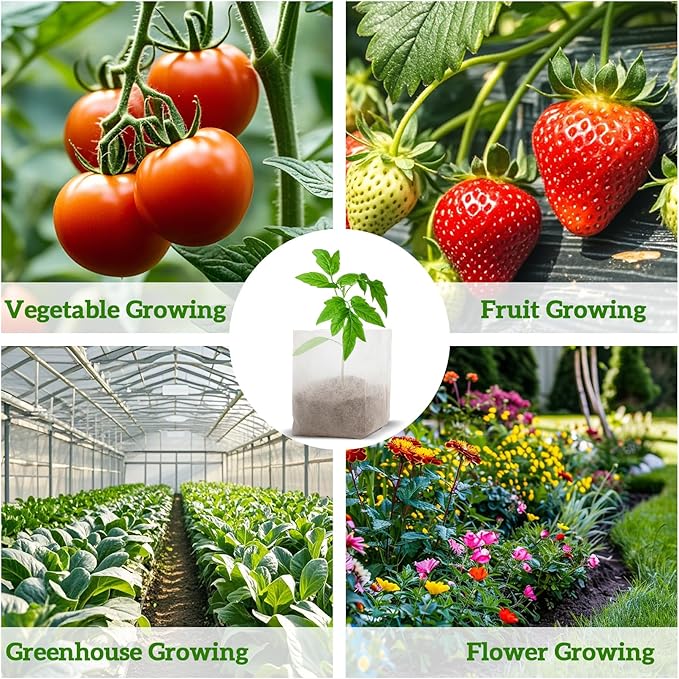 MAQIHAN Nursery Grow Bags - 100 PCS Non-Woven Fabric Grow Bags for Seedlings, Square Small Plant Nursery Bags for Seed Starting, Transplanting, Vegetables, Flowers, Home Garden Greenhouse, 4.7" x 4.7"
