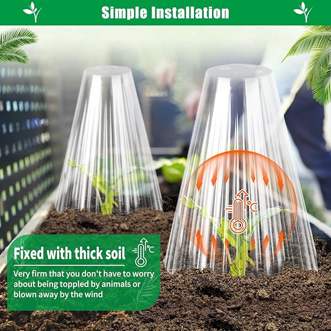 30 Pack Garden Cloches for Plants, Reusable Bell Plant Cover, Plant Covers Protectors from Animals Snails Birds Chickens Insect, 9.18" H X 7.56" D (Clear)