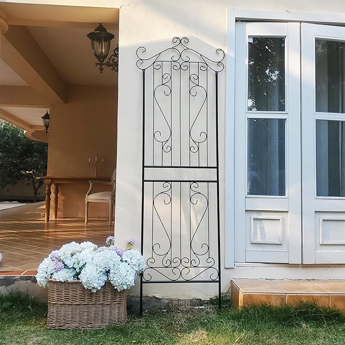 1 Pack Trellis for Climbing Plants 82.7" H x 26.7" W Tall Garden Trellis Wrought Iron Heavy Scroll Metal Decoration Lawn Patio for Rose Clematis Ivy Weather Resistant
