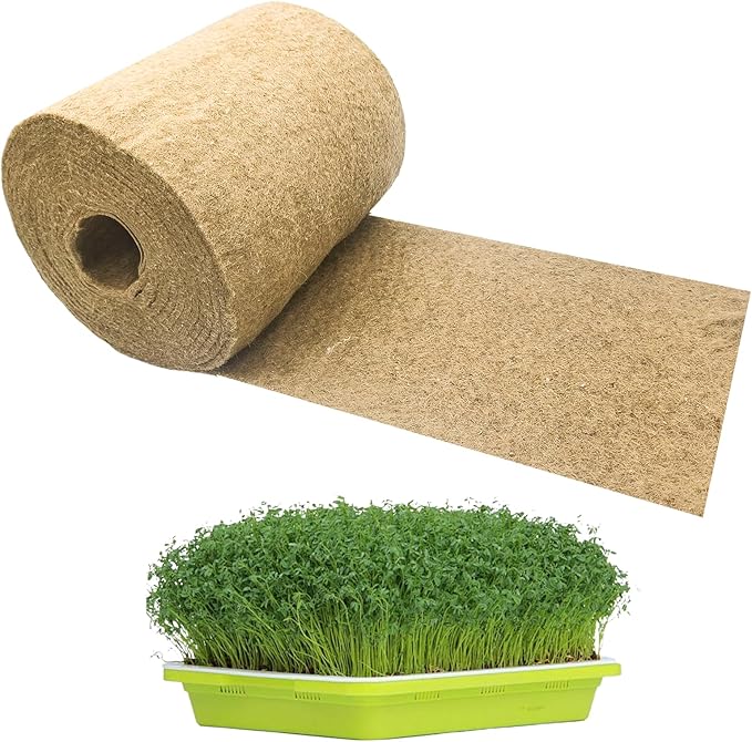 1 Roll 10" X 236"Microgreen Grow Mat, Hydroponic Grow Pads Natural Fiber Grow Mats, Microgreens Growing Kit, Indoor Organic Production for Wheatgrass Sprouts Starter Tray