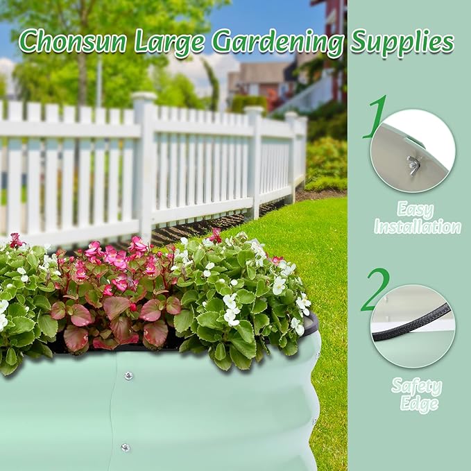 Galvanized Raised Garden Bed Kits Outdoor Metal Raised Planter Bed for Vegetables Flowers Ground Planter Box-Olive Green, 46.5 x 23.6 x 11.8 in