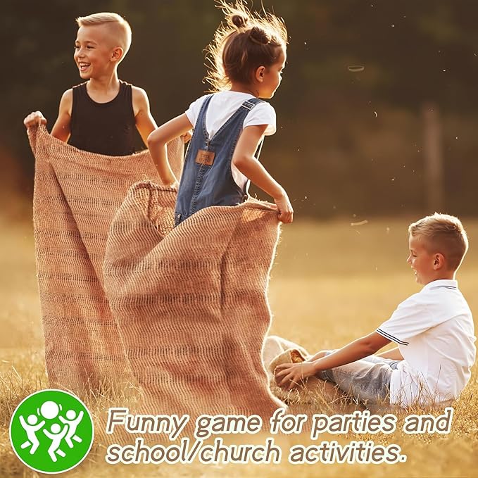 Kmise Premium Tightly Woven Burlap Potato Sack Race Bags (Pack of 6)，39"x25" Natural Jute Burlap Sacks for Kids & Adults, Reusable Eco-Friendly Grow Bag for Field Day Games & Harvest Storage