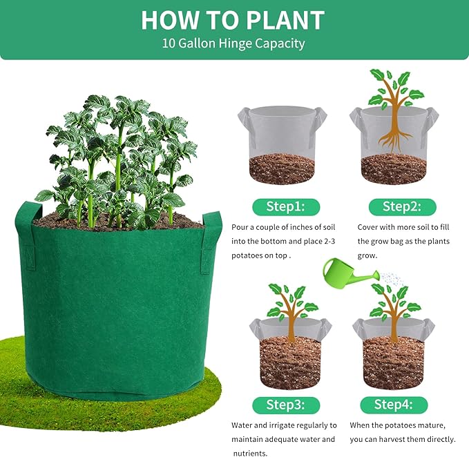 SILKIR Grow Bags, 10 Gallon, Green