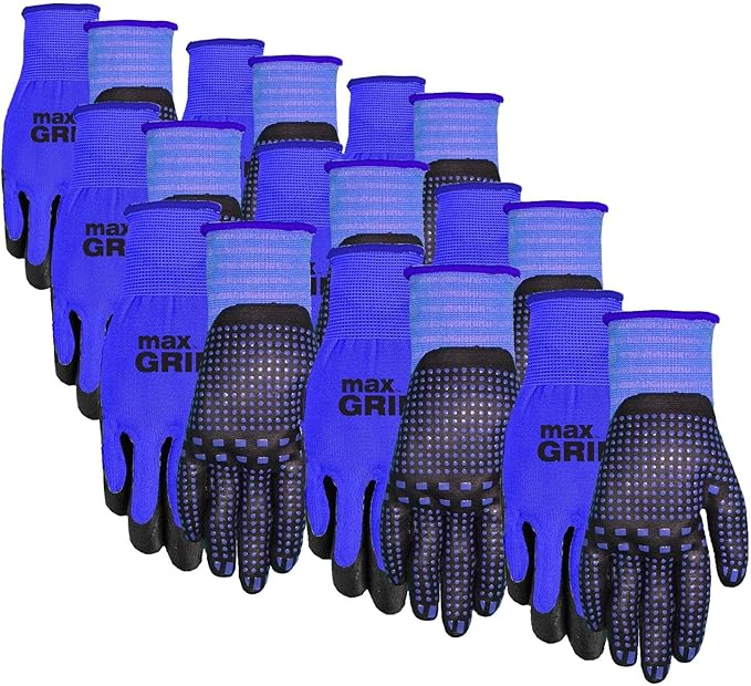 Midwest Gloves & Gear 94BLP03-LX-AZ-6 Max Grip Packs, 3 Pair, Mens Blue, L-XL | (Pack of 3)