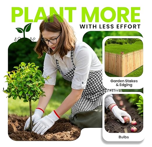 Auger Drill Bit for Planting with Gloves (4 x 12 Inch) - Heavy Duty Garden Spiral and Bulb Planter Tool for Digging Holes - Compatible with 3/8 Inch Hex Drive