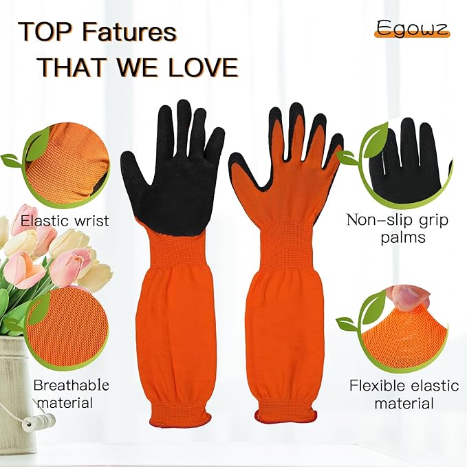 Long Sleeve Gardening Gloves, Multipurpose Heavy Duty Outdoor and Indoor,Thorn Proof Gardening Gloves, S M L XL