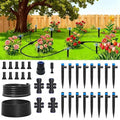 Drip Irrigation Kit, Quick Connect Garden Watering System for Lawn, Raised Bed, Greenhouse, Automatic Sprinkler Parts with 16FT 1/2" Main Pipe + 79FT 1/4" Tubing