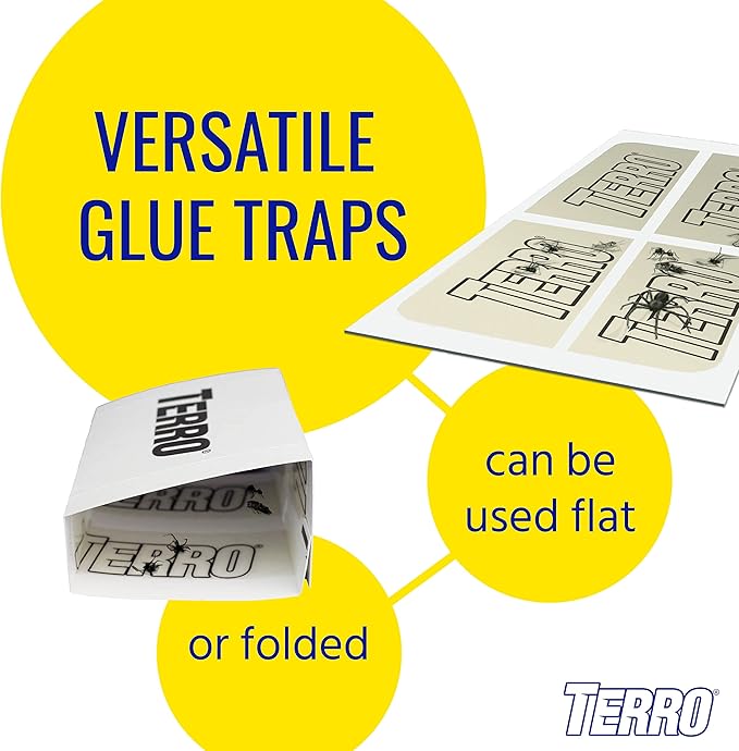 TERRO T3206SR Non-Toxic Indoor Spider, Ant, Cockroach, Centipede, & Insect Traps - Includes 12 Bug Traps Indoor for Homes