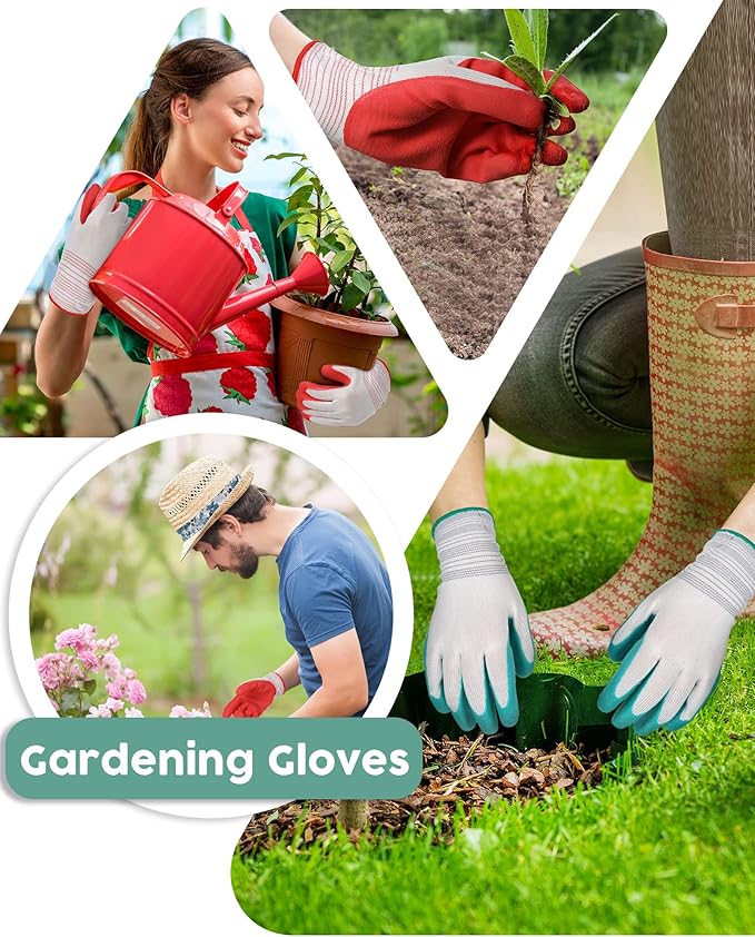 32 Pairs Garden Gloves for Women Ladies' Gardening Gloves Bulk Breathable Rubber Coated for Yard Garden Protective Work Tools Universal One Size Outdoor Indoor Protective Work with Grip