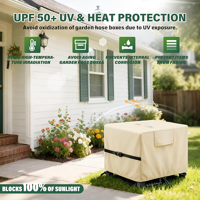 Hose Storage Box Cover – Weatherproof 420D Oxford Fabric, Universal Fit for Free-Standing Hose Reel & Storage Box, Protects Against Sun, Rain, Snow