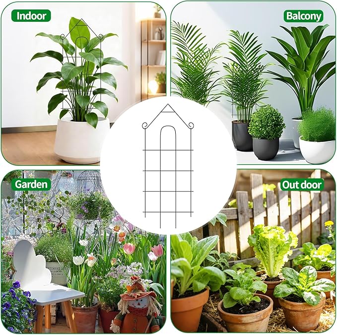 32" Plant Trellis, 6 Pack Metal Garden Trellis for Potted Plants Indoor/Outdoor, Rust-Proof Sturdy Steel Trellis for Climbing Plants, Monstera, Tomatoes, Cucumbers
