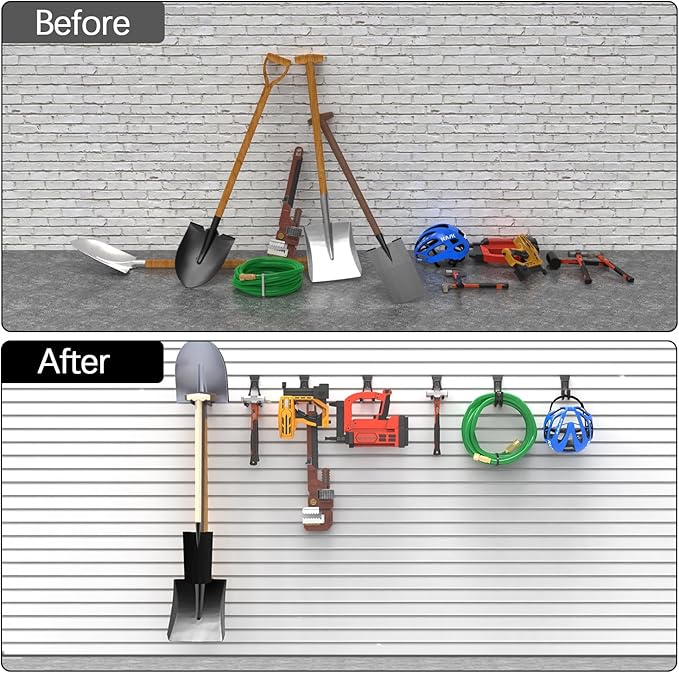 3-H Slatwall Hooks 18 Pack Heavy Duty Multi Sizes, Slatwall Accessories & Hangers Compatible with Proslat Handiwall Crownwall StoreWALL, Garage Slat Wall Hooks for Tools & Daily Items(Black)