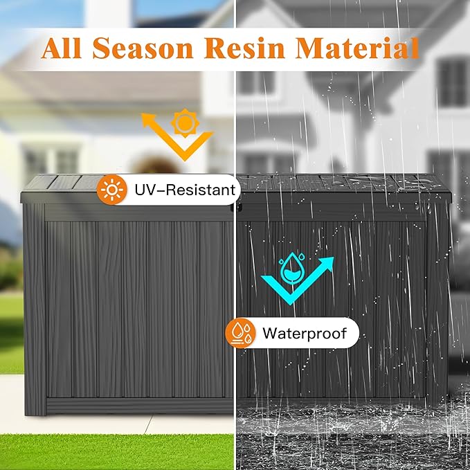 180 Gallon Outdoor Large Storage Box, Waterproof & UV-Resistant, Lockable Large Storage Bins with lids & Handles, Deck Box for Garden Tools, Package Delivery Box for Outside, for Yard, Pool