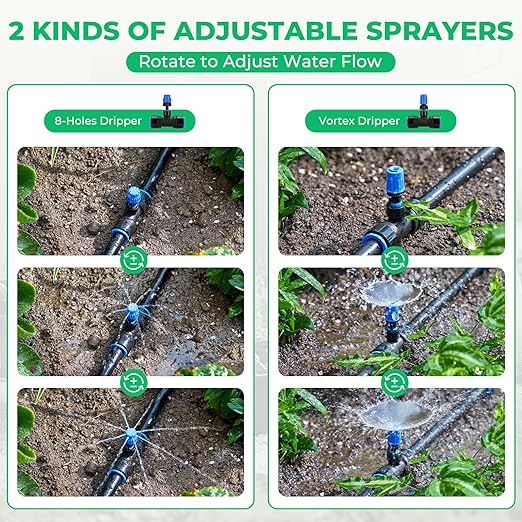 HIRALIY Raised Bed Drip Irrigation Kit Medium, DIY Garden Grid Watering System, Garden Irrigation System, for Flower Bed up to 3 x 8FT