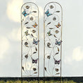 2 Pack Metal Garden Trellis with Colorful Butterfly, Outdoor Decoration Arched Fence Trellis for Climbing Plants for Patio, Backyard, Lawn, Wall Brackets