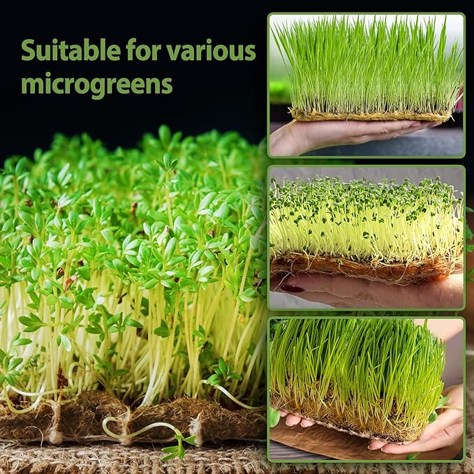 10 Pack Jute Grow Mat for Microgreens, 10" X 20" Hydroponic Grow Pads for Growing Tray Sprouting Trays Jute Fiber Seed Starter Planting for Micro Greens & Wheatgrass