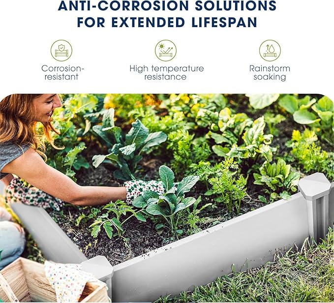 PASAMIC Durable Vinyl Raised Garden Bed, 4x4x1ft Raised Bed for Gardening, Planter Box with Open Bottom, Raised Garden Bed Outdoor, DIY Above Ground Garden Bed for Fruit, Vegetables, Herbs