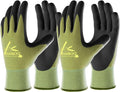 COOLJOB 2 Pairs Gardening Gloves for Women and Men, Bamboo Working Gloves Touchscreen, Grippy Nitrile Rubber Coated Work Gloves, Green/Black, Small Size (2 pairs S)