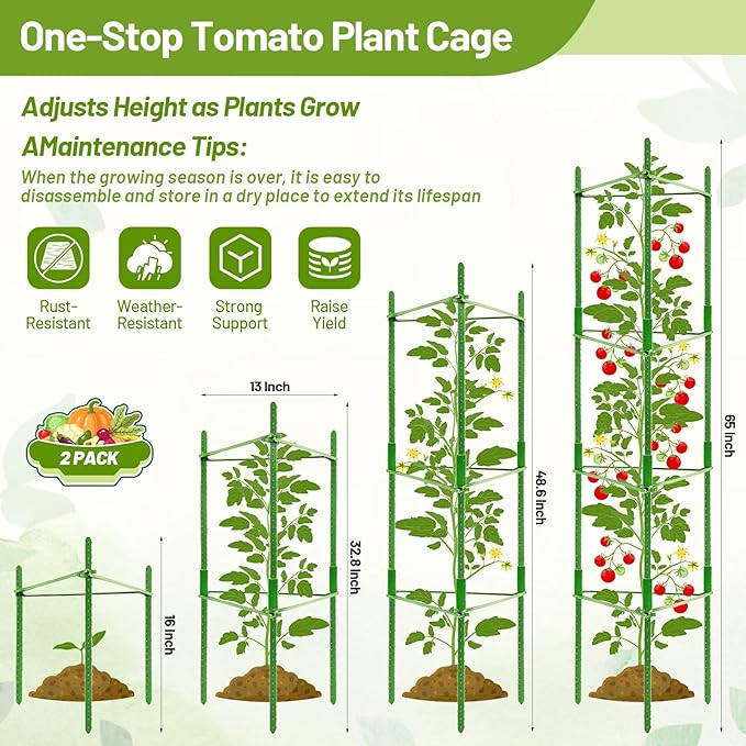 Legigo 2 Pack Tomato Cages with 10 Gallon Grow Bags- 48inch Tomato Trellis Plant Support Stakes Planter, Tomato Plant Cages Garden Trellis for Vertical Climbing Plants Vegetables Flowers Fruits