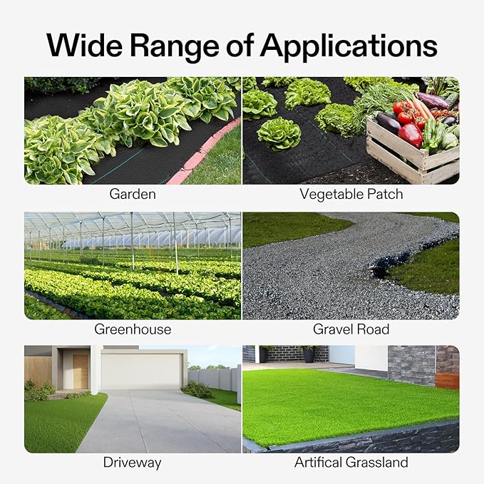 VIVOSUN Premium Weed Barrier Landscape Fabric Heavy Duty, 1.5ftx100ft 5oz Double-Layered Weed Control Mat with High Permeability, Commercial Ground Cover, Easy Set up & Superior Weed Control