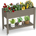 Elevated Raised Garden Bed with Wheels,Outdoor Large Resin Patio Planter Box Stand Divisible with Drain Plug,Water Monitor for Plants Vegetables Flowers Fruits(Grey,43.31 * 17.72 * 33.66)