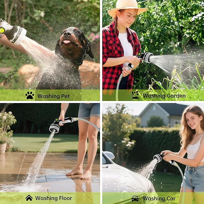 Retractable Garden Hose Reel, 65FT Heavy Duty Hose With 10 Spray Patterns - Leakproof, Durable & Compact Design for Garden Watering, Car Washing, Pet