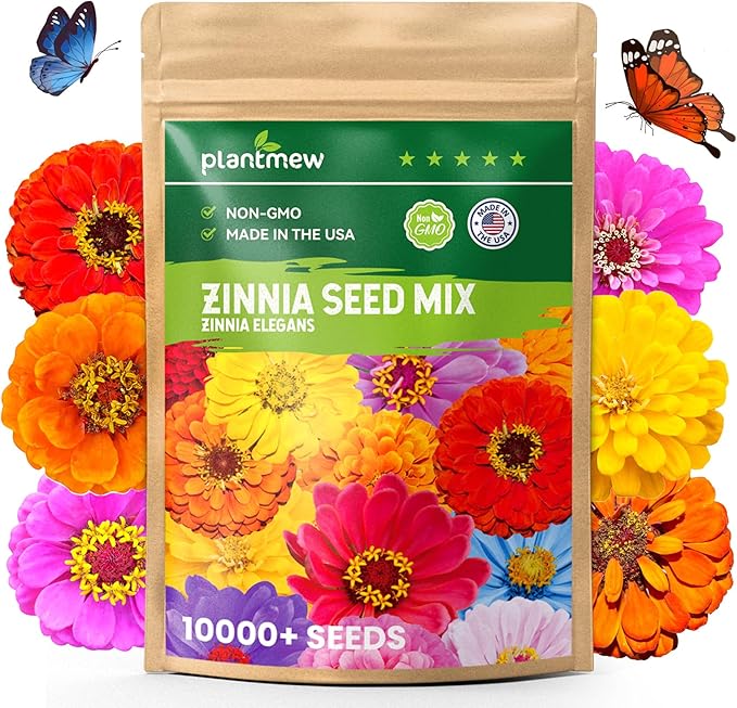 5000+ Zinnia Dahlia Seeds Flower Seeds for 2026 Planting, 2.8 Oz, 5 Varieties (Pink, Yellow, Orange, White, Purple), 80G Mixed Colors and Large Blooms, Open Pollinated - Bulk