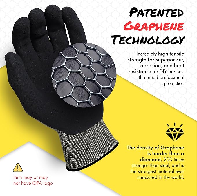 Quest Protective Apparel Cut Resistant Work Gloves (ANSI A1) – Lightweight Graphene Gloves for Gardening,DIY,Mechanical & General Handling – Breathable Grip Gloves for Men & Women – X-Large, Pack of 3