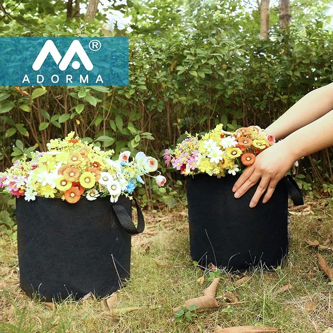 12 Packs 15 Gallon Grow Bags, Heavy Duty 300G Thickened Nonwoven Fabric Plant Pots with Handle