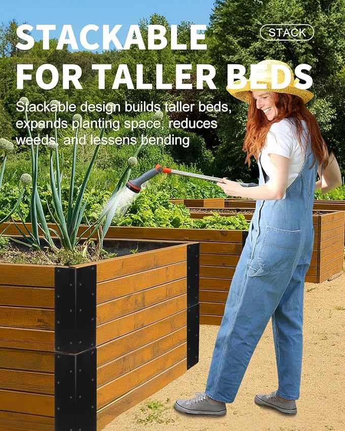 12 Pcs Metal Raised Garden Bed Corner Brackets, 11" x 3" x 3" Rust-Resistant Raised Bed Corner Brackets for 12"-24" Wood Planter Box, Flower Beds, Vegetable Gardens, Furniture & Sand Box