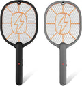 Electric Fly Swatter 2 Pack (Black & Gray), High-Voltage Bug Zapper Racket for Mosquitoes & Flies, Safe Protective Mesh, Indoor/Outdoor AA Batteries Required, Not Included