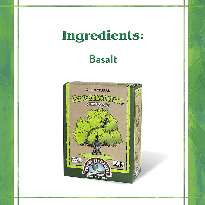 Down To Earth All Natural Fertilizers Organic Greenstone Metabasalt - Soil Amendment with Trace Minerals, Iron, Calcium, Magnesium, 5 lb