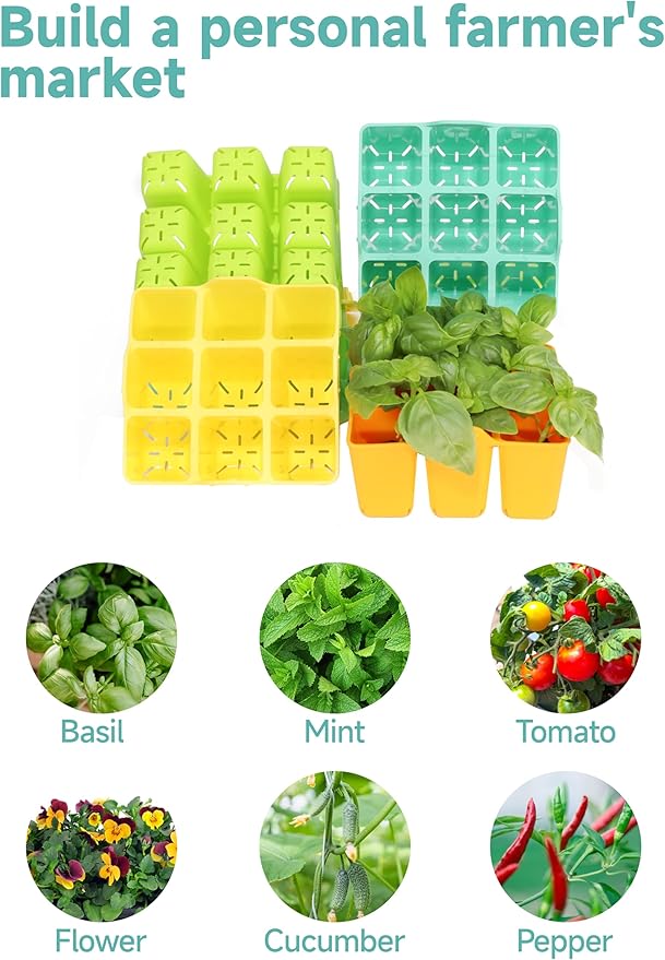 16 Packs Silicone Seed Starter Trays, Colorful Seedling Starter Trays Fit Up to 10''20" Planting Tray, 4 XL Cell Indoor Reusable Seedling Grow Trays for Vegetable, Flowers, Herb