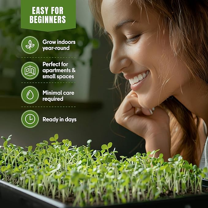 SproutMe Microgreens & Sprouting Seeds Variety Pack – 5 Varieties for Indoor Growing & Hydroponic Garden Use, Non-GMO Heirloom, 5,050+ Seeds for Planting Total – Basil, Broccoli, Radish, Pea & Spinach
