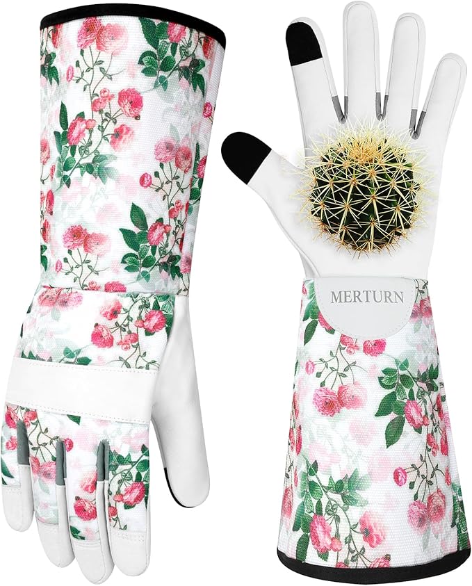 Leather Long Gardening Gloves for Women Thorn Proof Garden Gloves Yard Working Gloves