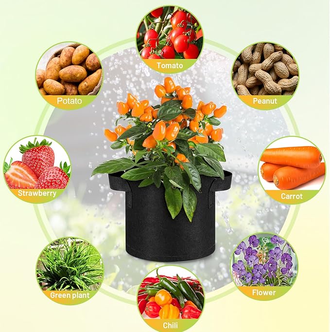 Nuanchu 36 Packs Grow Bags Bulk Aeration Fabric Pot with Handles Thickened Nonwoven Garden Bags to Healthy Root Growth Vegetables Heavy Duty Grow Pots Planting Planter for Flower Fruits (1 Gallon)