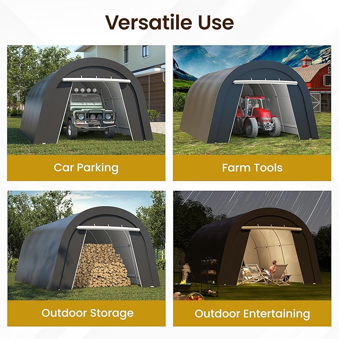 Heavy Duty Carport with 4 Cloth Bags, All-Weather Car Canopy with 2 Roll-up Doors, Portable Garage Storage Shelter Shed for Cars, Truck, or Garden Tools, 13' x 20'