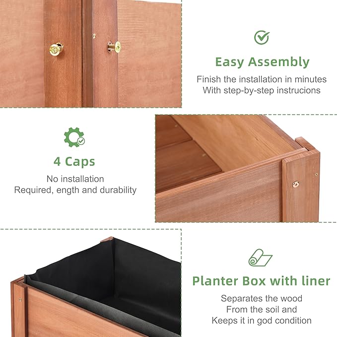 40x20x31 inch Raised Garden Bed with Legs, Elevated Wooden Planter Box for Outdoor Plants Flowers Fruits Vegetable Herb Growing