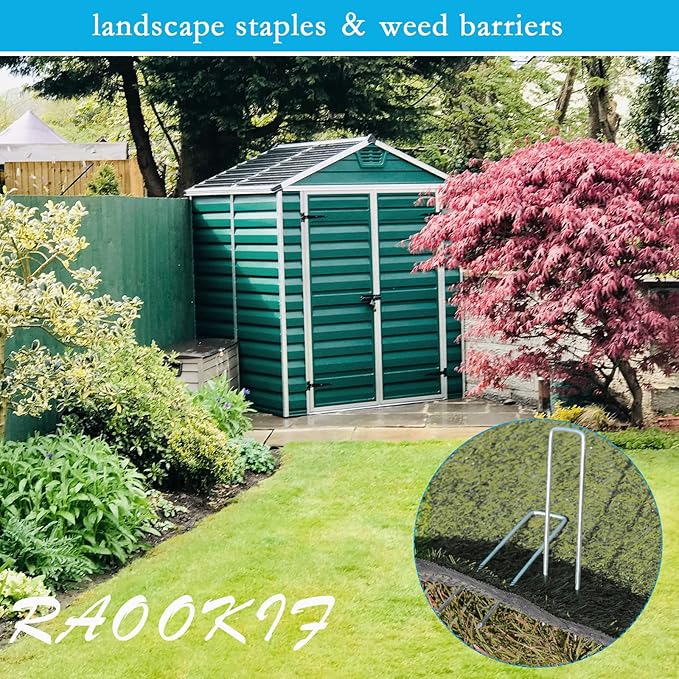 RAOOKIF 12 Inch Galvanized Garden Landscape Staples, 20/50/100/200Pcs Garden Metal Stakes, 11 Gauge Heavy Duty Ground Stakes for Decoration, Fence, Lawn, Fabric Pins