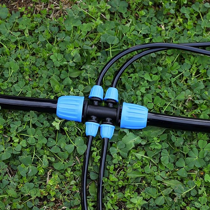 10 Pcs 1/2 to 1/4 inch Garden Hose Tubing Irrigation Fittings,6-Way Anti-Leak 1/2'' to 1/4'' Locked Barbed Drip Irrigation Tee Connectors (1/2"IDx0.6-0.63"OD) 1/2'' to 1/4'' Irrigation Tubing Fitting